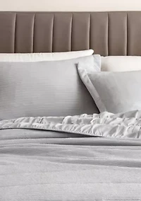 Textured Spandex Solid Quilt Set With Shams