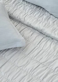 Textured Spandex Solid Quilt Set With Shams