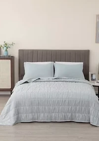 Textured Spandex Solid Quilt Set With Shams