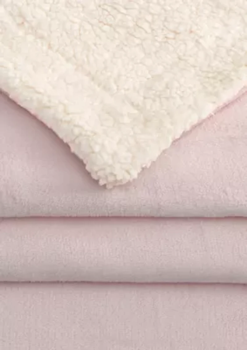 Velvet Plush Fleece Sherpa Reversible Throw Blanket