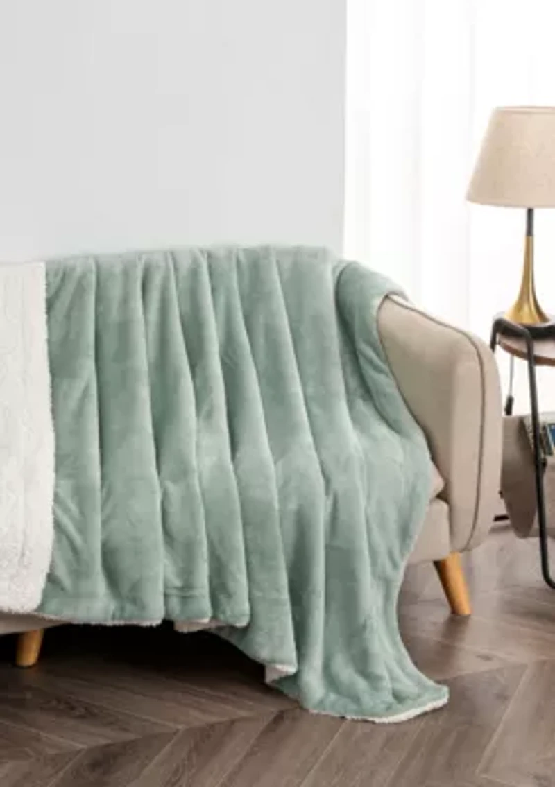 Velvet Plush Fleece Sherpa Reversible Throw Blanket