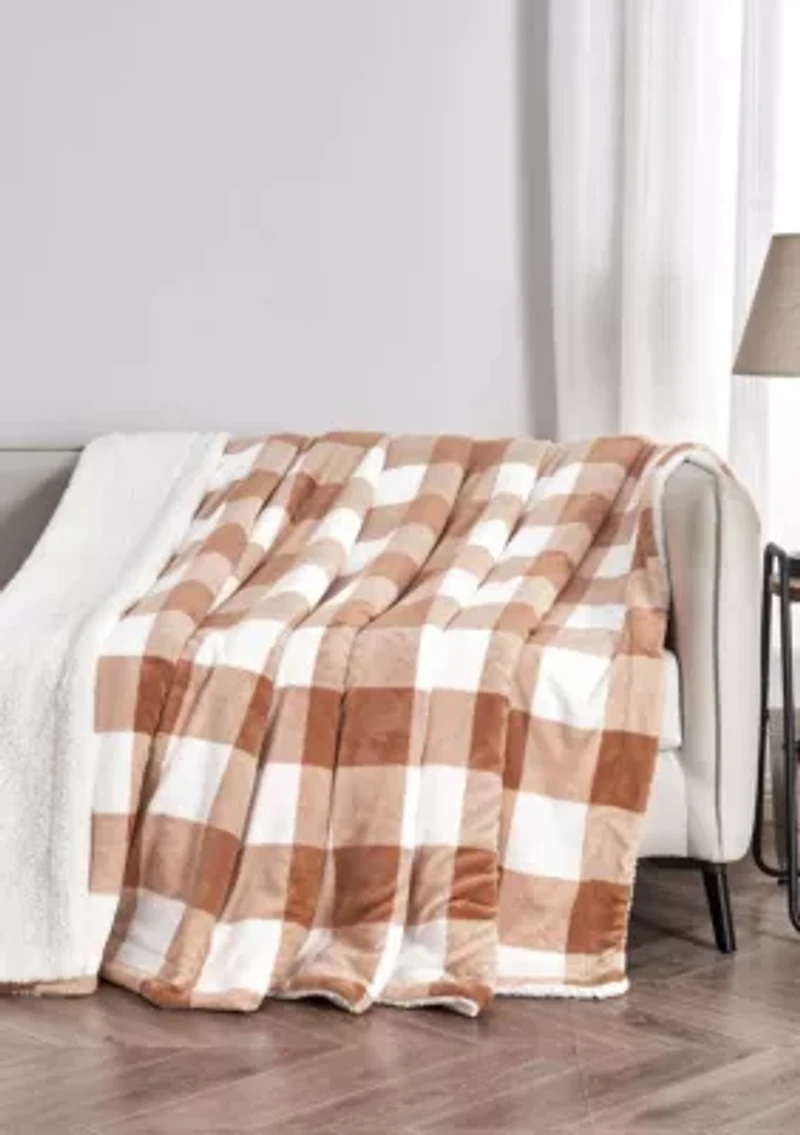 Velvet Plush Fleece Sherpa Reversible Throw Blanket