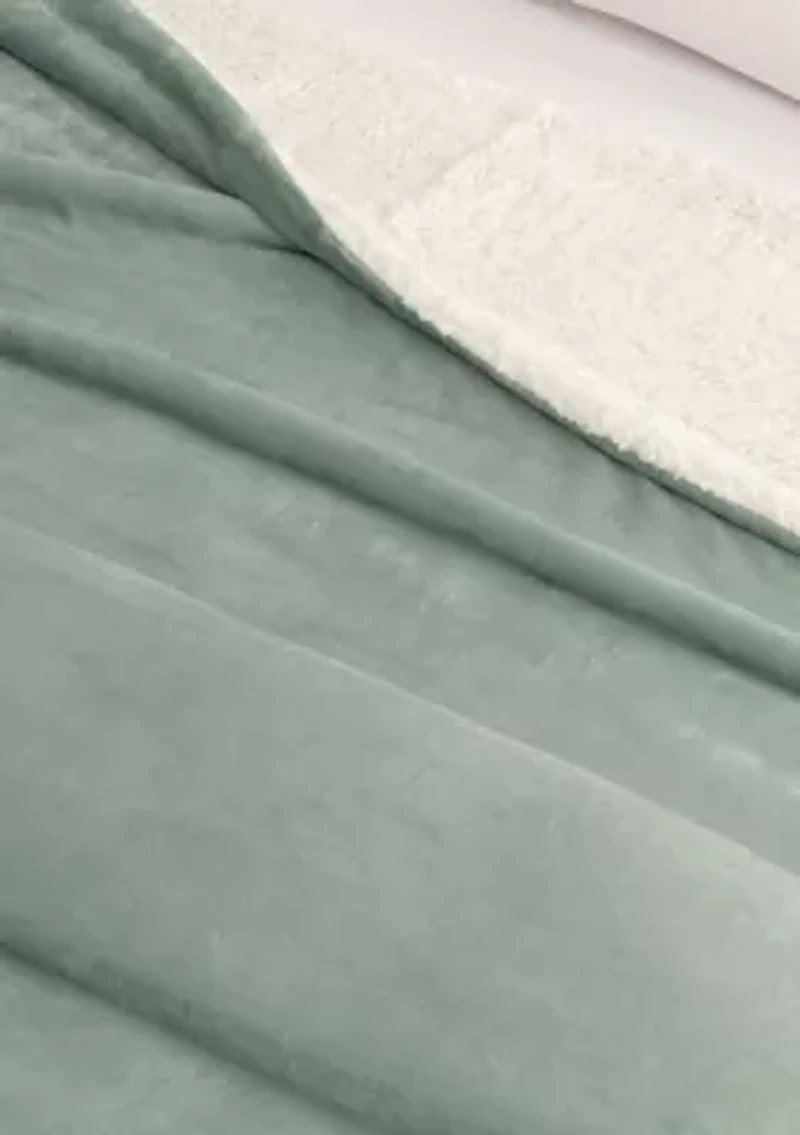 Velvet Plush Fleece Sherpa Reversible Throw Blanket
