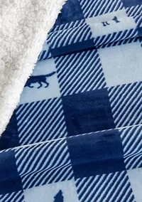 Velvet Plush Reversible Sherpa Lodge Printed Throw Blanket