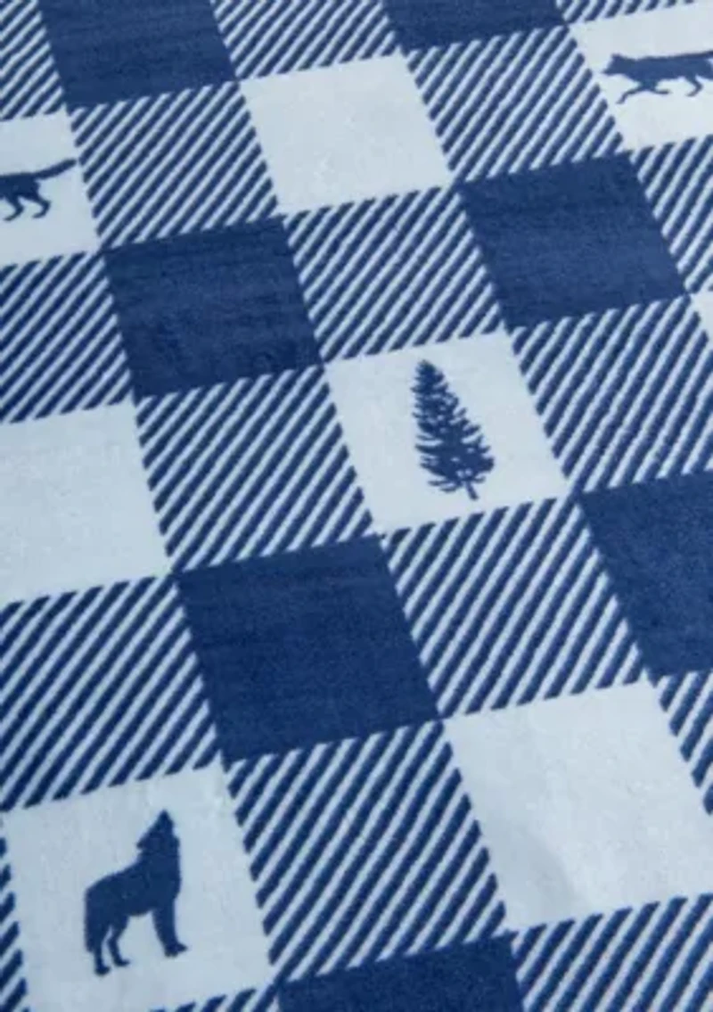 Velvet Plush Reversible Sherpa Lodge Printed Throw Blanket