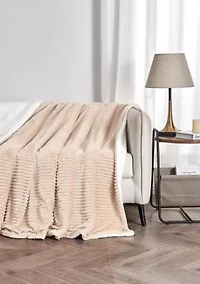 Velvet Plush Fleece Sherpa Ribbed Throw Blanket