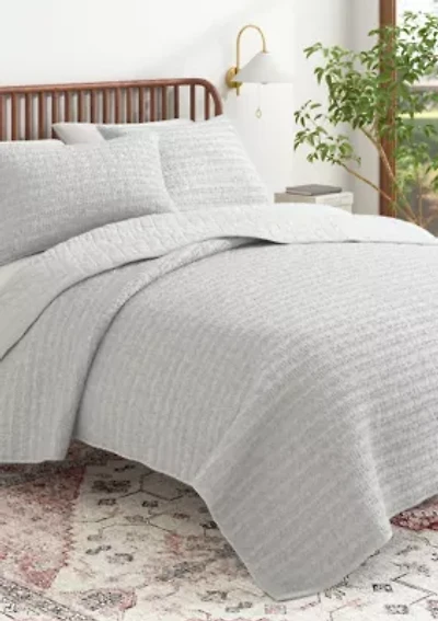 100% Cotton Honeycomb Waffle Garment Washed Quilt Set