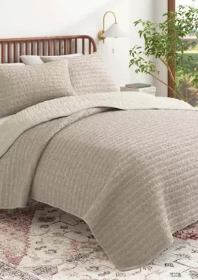 100% Cotton Honeycomb Waffle Garment Washed Quilt Set