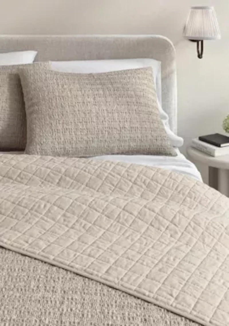 100% Cotton Honeycomb Waffle Garment Washed Quilt Set