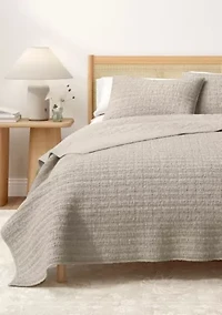 100% Cotton Honeycomb Waffle Garment Washed Quilt Set