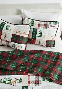 Festive Holiday Reversible Microfiber Quilt Set with Shams