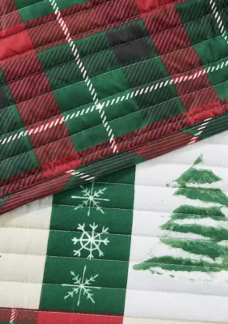 Festive Holiday Reversible Microfiber Quilt Set with Shams