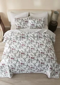 Holiday Printed Microfiber Quilt Set with Shams