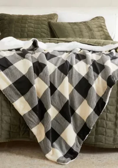 Velvet Plush Fleece Reversible Sherpa Christmas Throw