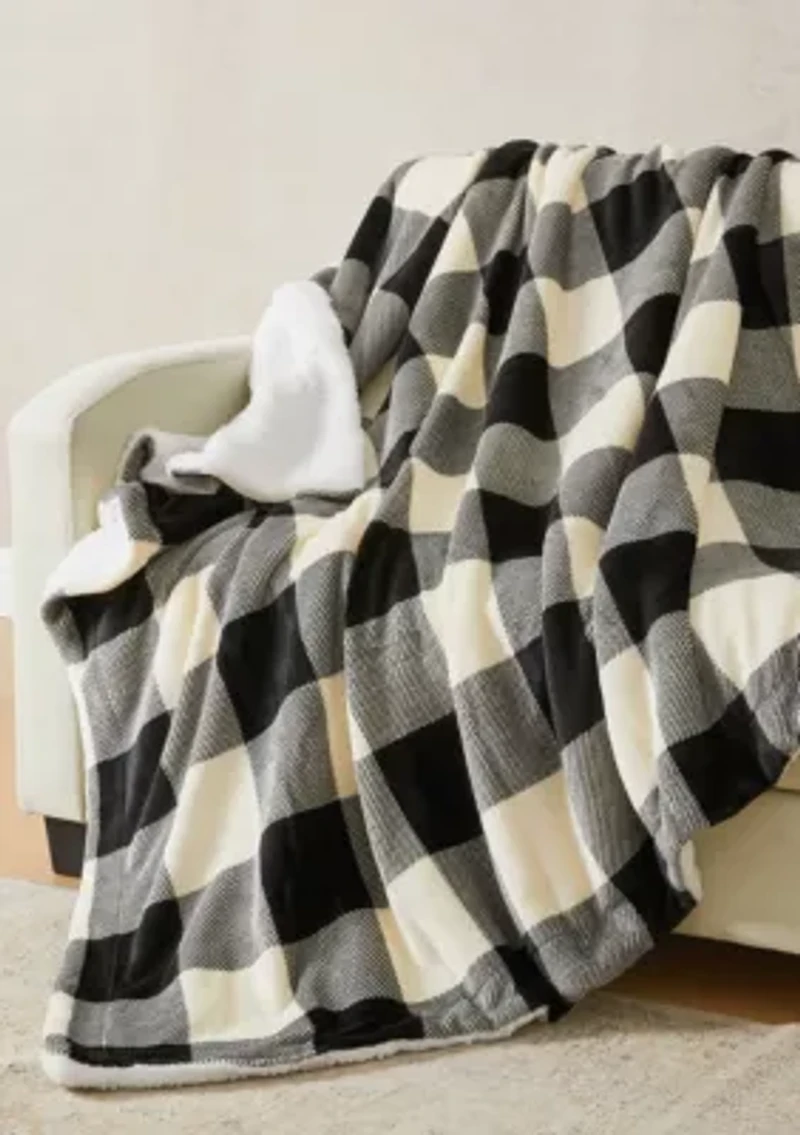 Velvet Plush Fleece Reversible Sherpa Christmas Throw