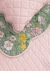 Floral Scalloped Cotton Quilt and Sham Set