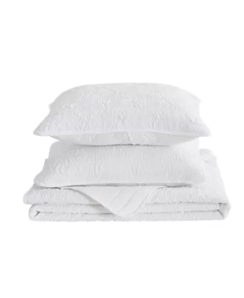 Floral Textured Quilt Set With Shams