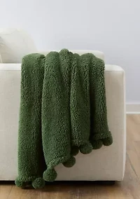 Sherpa Pom Throw Blanket