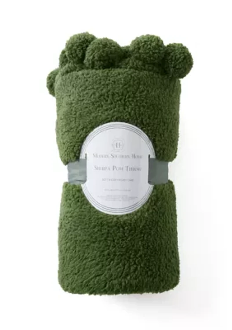 Sherpa Pom Throw Blanket
