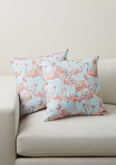 Flamingo Multicolor Outdoor Pillow Set