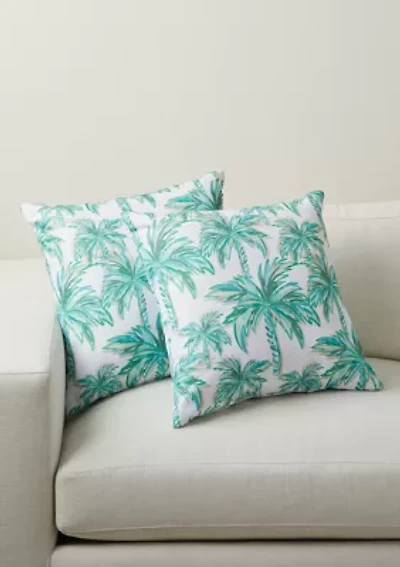 Palm Trees Multicolor Outdoor Pillow Set