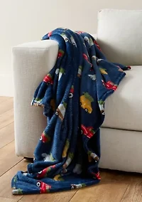 Tree Cars Print Plush Throw Blanket