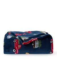 Tree Cars Print Plush Throw Blanket