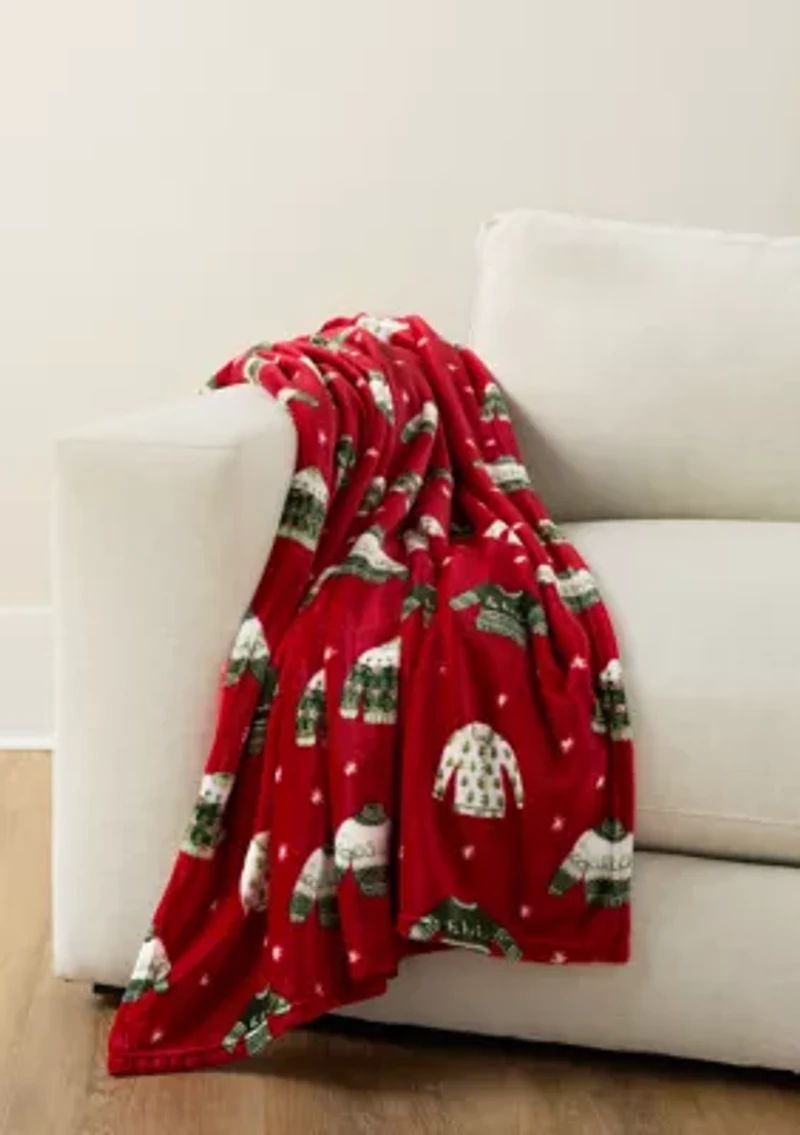 Holiday Sweaters Plush Throw Blanket