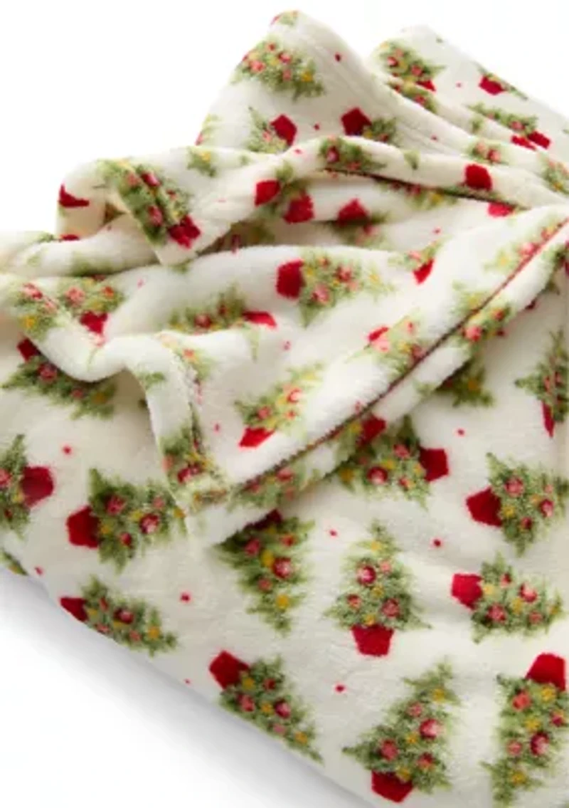 Tossed Trees Plush Throw Blanket