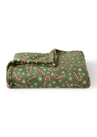 Candy Cane Plush Throw Blanket