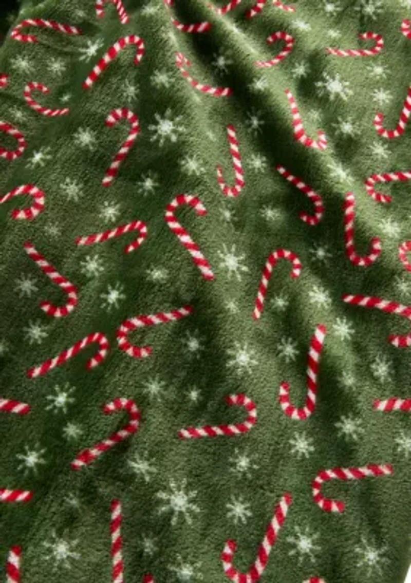 Candy Cane Plush Throw Blanket