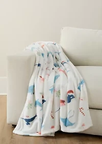 Coastal Sea Creature Plush Throw Blanket