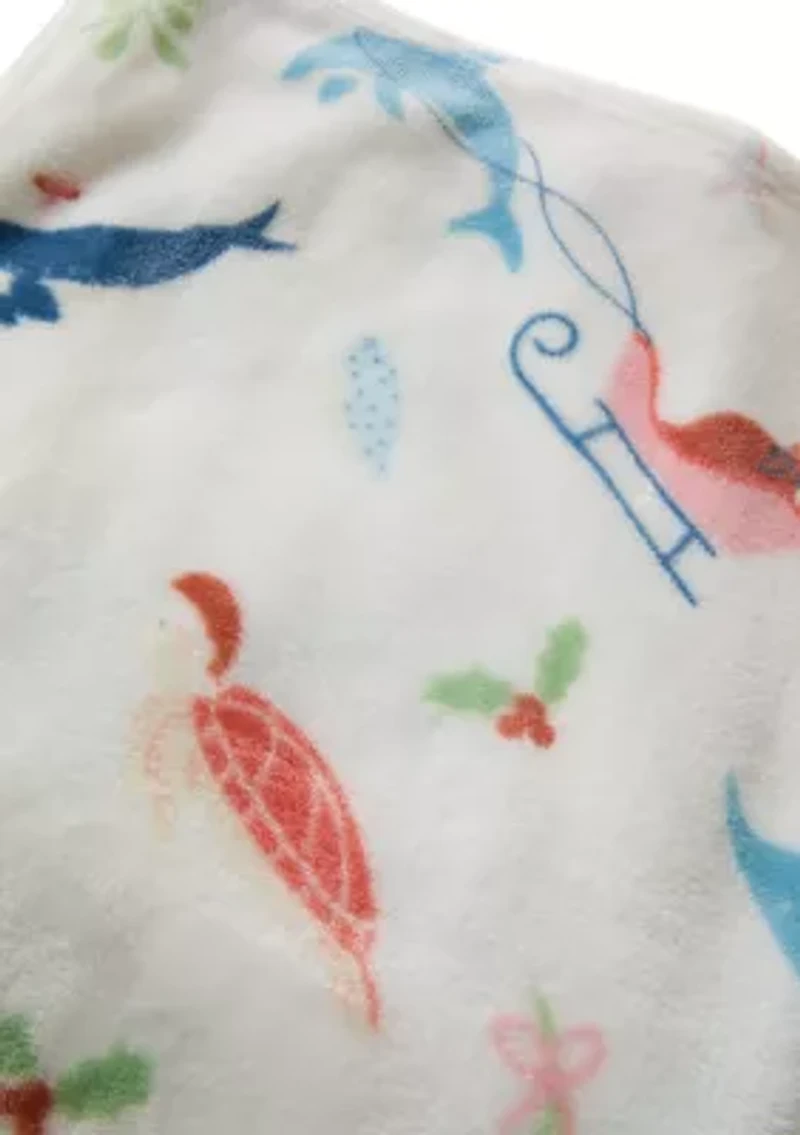 Coastal Sea Creature Plush Throw Blanket