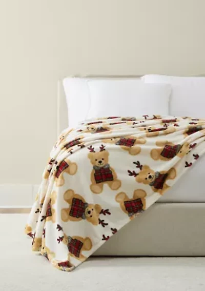 Holiday Belkie Bear Plush Blanket