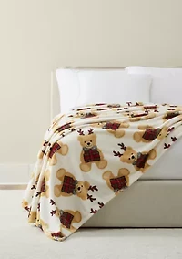 Holiday Belkie Bear Plush Blanket