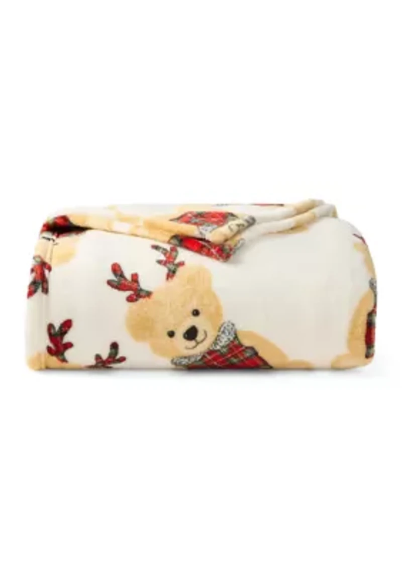 Holiday Belkie Bear Plush Blanket