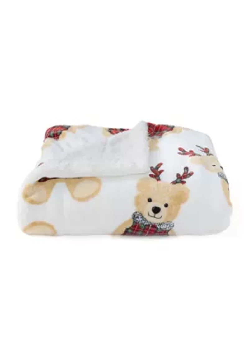 Tossed Belkie Bear Printed Sherpa Throw Blanket