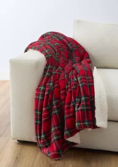 Red Tartan Sherpa Throw Blanket