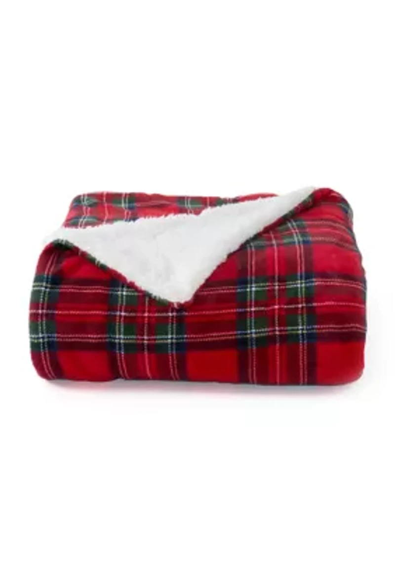 Red Tartan Sherpa Throw Blanket