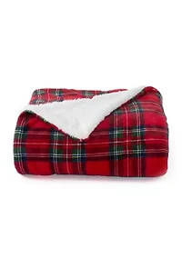 Red Tartan Sherpa Throw Blanket