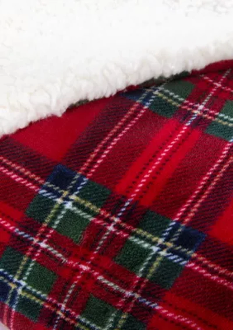 Red Tartan Sherpa Throw Blanket