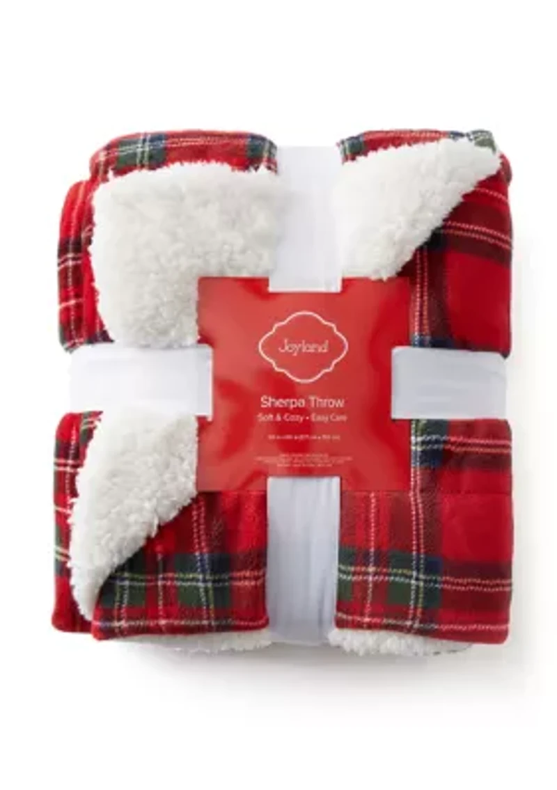 Red Tartan Sherpa Throw Blanket