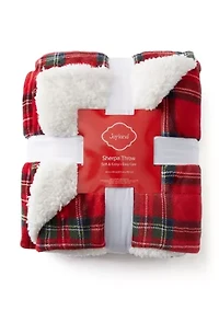 Red Tartan Sherpa Throw Blanket