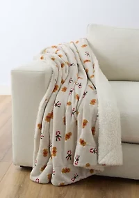 Gingerbread Toss Sherpa Throw Blanket