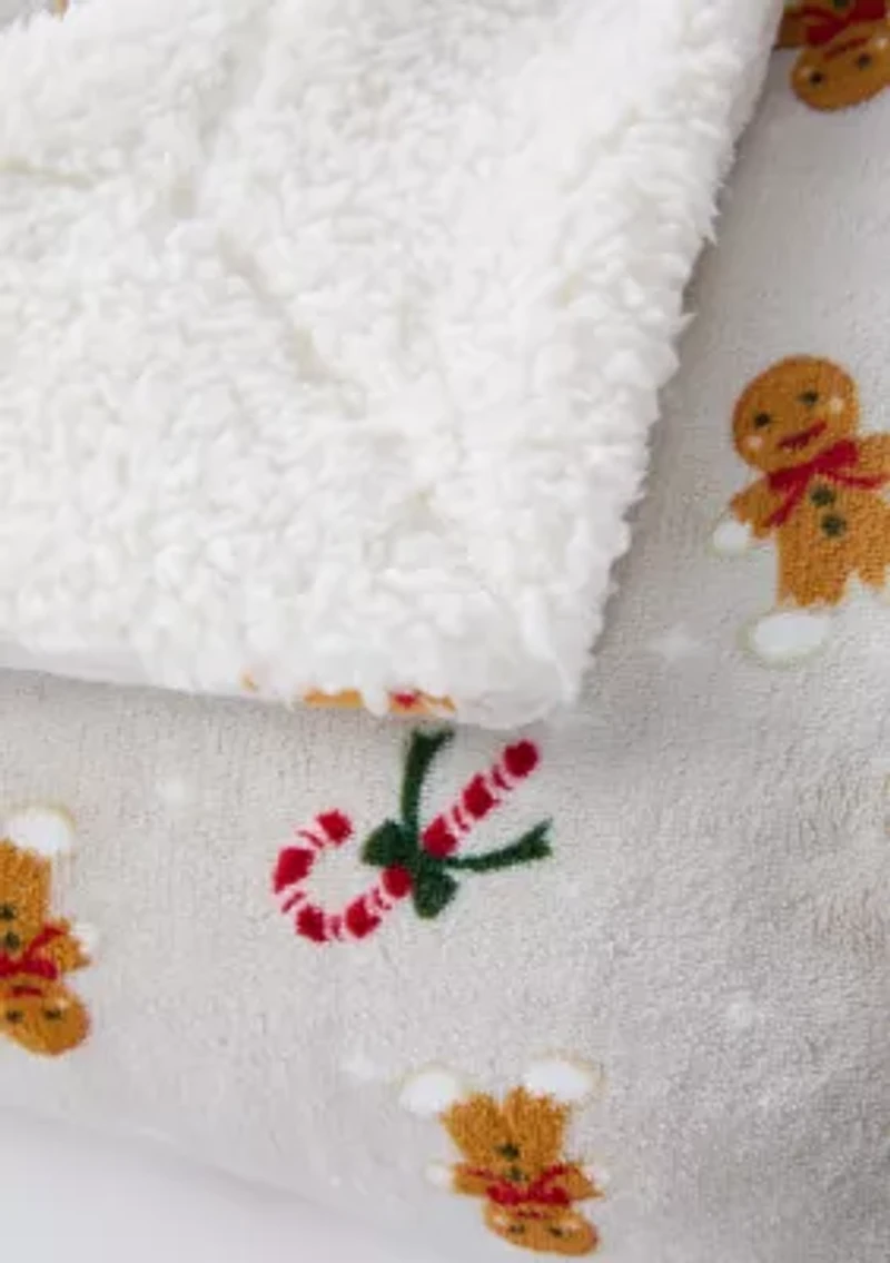 Gingerbread Toss Sherpa Throw Blanket
