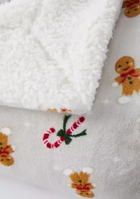 Gingerbread Toss Sherpa Throw Blanket