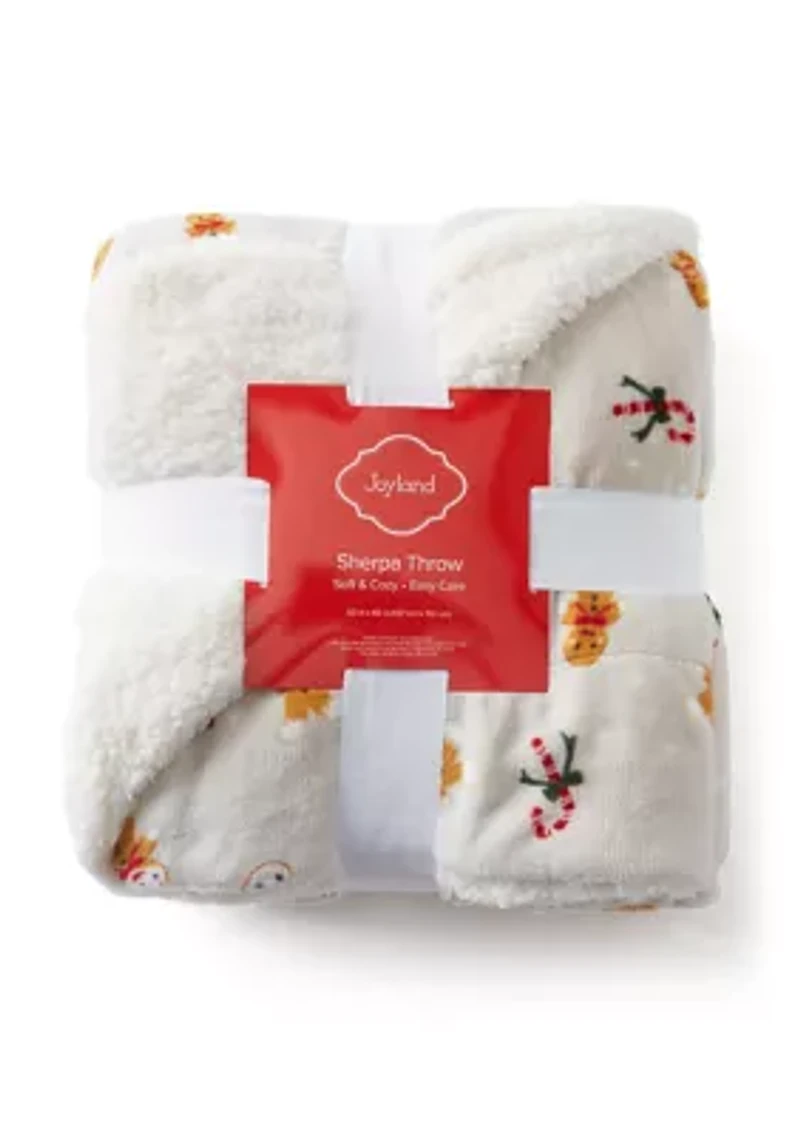 Gingerbread Toss Sherpa Throw Blanket
