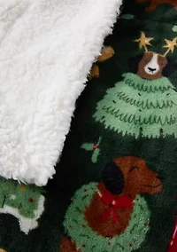 Green Pups Printed Sherpa Throw Blanket