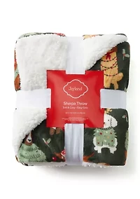 Green Pups Printed Sherpa Throw Blanket