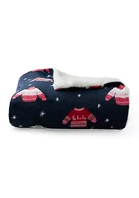 Printed Sherpa Throw Blanket